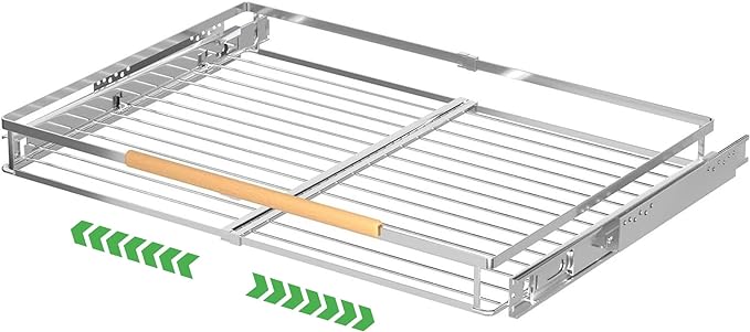 Expandable Pull Out Drawer Cabinet Organizers, Heavy Duty Slide Out Storage Shelf for Home Kitchen Pantry Cupboard Pots Pans, Adjustable Width from 23.2"~39.9", Stainless Steel 1 Pack-NeatNest