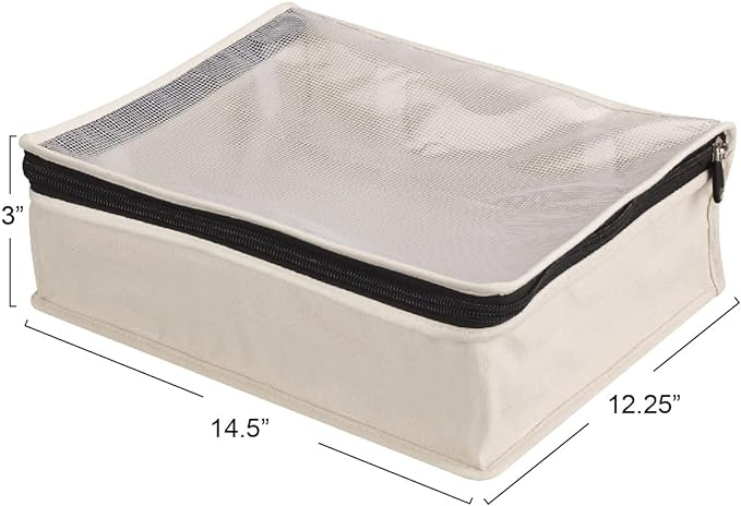 Household Essentials 3321-1 Cedarline Natural Cotton Canvas Zippered Sweater Bag | Storage Bag for Closets and Under the Bed | 2-Pack-NeatNest