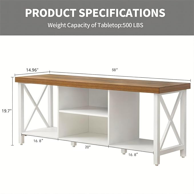 GAZHOME TV Stand for TV up to 65 Inches, TV Cabinet with Open Storage, TV Console Unit with Shelving for Living Room, Entertainment Room, White-NeatNest