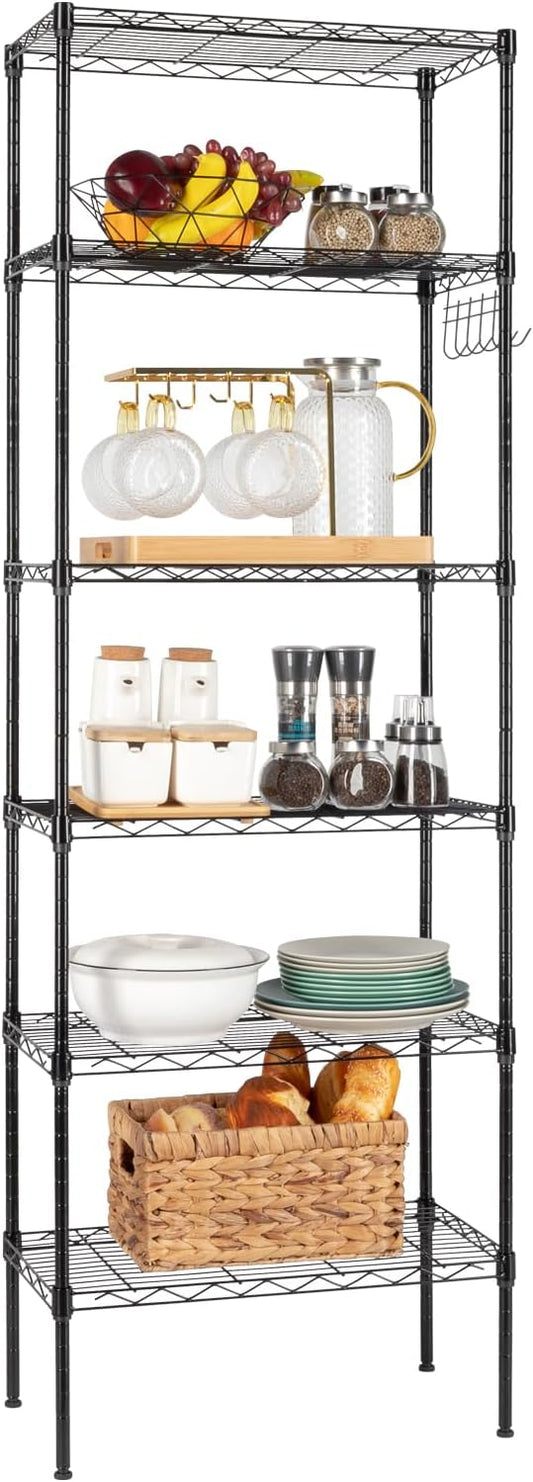 6 Tier Adjustable Storage Shelf Metal Storage Rack Wire Shelving Unit Storage Shelves Metal for Pantry Closet Kitchen Laundry