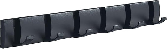 Black Wall Coat Rack with 6 Hooks, 19.1 Inch Waterproof Heavy Duty Coat Hooks, Folding Hideaway Towel Hanger Hooks for Entryway, Door, Bathroom, Bedroom-NeatNest