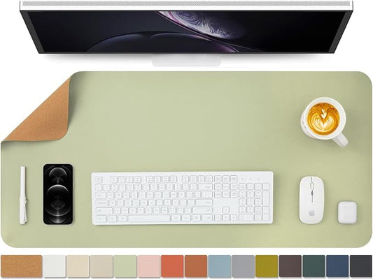 Cork Desk Mat - Dual-Sided Desk Pad for Office and Home - Desk Organization and Accessories - Ideal for Large Mouse Pad and Desk Mats on Top of Desks(Light Green,36"x 17")-NeatNest