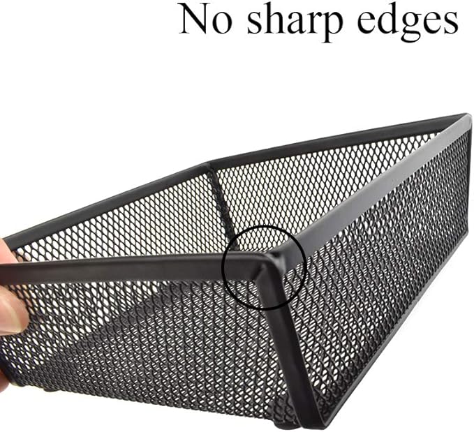HAHIYO Stackable Mesh Tray Cup 6 x 6 x 2 inches Sturdy Container for Desk Drawer Organizer Collection for Home Office School kitchen Soft Foam Feet No Sharp Edges 2 Pack Black-NeatNest