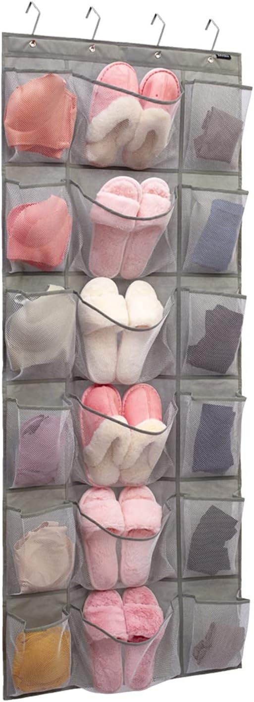 Over The Door Hanging Shoe Rack Organizer 18 Pockets Organizer with 6 Extra Large Mesh Pockets for Shoe Holder Storage (18 Pockets)-NeatNest