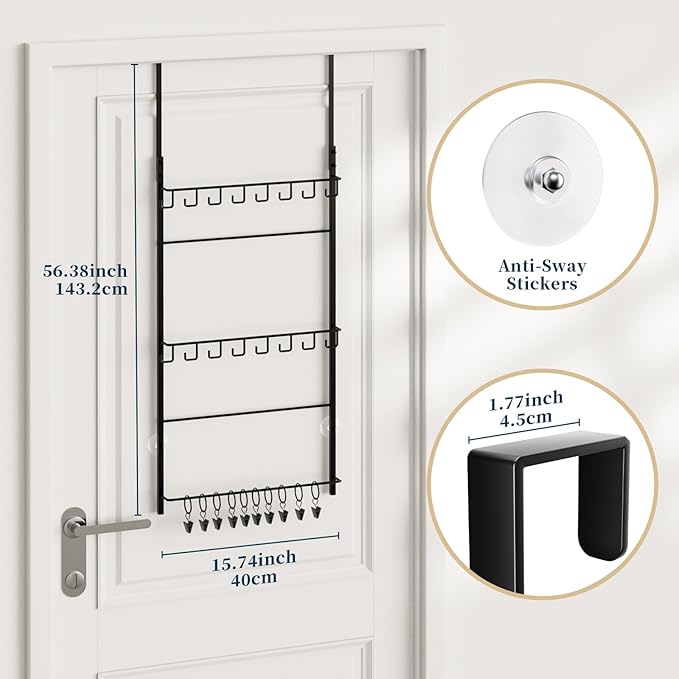 Consumest Over Door Hat Organizer - 3 Tier Wall Mounted Hat Rack with 16 Hooks and 10 Movable Clips, Hanging Baseball Cap Storage Holds up to 26 Caps for Door, Bedroom, Closet USPTO Patent Pending-NeatNest