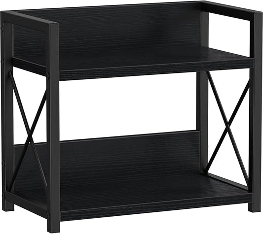 Giikin Kitchen Counter Shelf, 2 Tier Kitchen Spice Rack Organizer for Countertop, Wood Coffee Bar Organizer for Home (Black, S)-NeatNest