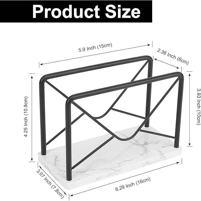 Modern Mail Holder for Home Office, Metal Letter Organizer Sorter for Desk, Cutout Mail Envelope Design, Bill Filling Paper Document Rack, Envelope Storage Rack with Marble Base