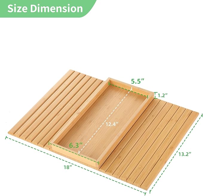 GEHE Bamboo Sofa Arm Tray, Foldable Couch Arm Tray Side Table, Anti-Falling Armrest Tables Cup Holder for Snacks, Drinks, Beers, Phone, Control, Flexible and Portable, Anti-Slip Bottom-NeatNest