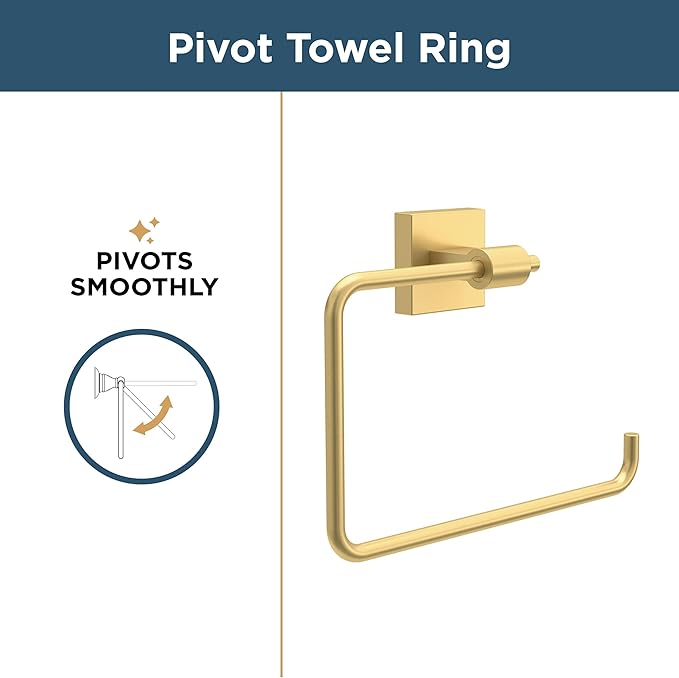 Franklin Brass Maxted (1-Pack) Hand Towel Ring Modern Gold Holder for Wall Mount Square Hanger for Kitchen, Bathroom Accessories MAX46-MG