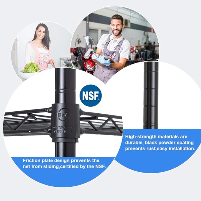 4 Tier Shelving Unit NSF Wire Shelf Metal Large Storage Shelves Heavy Duty Height Adjustable Commercial Grade Steel Utility Layer Shelf Rack Organizer 1000 LBS Capacity -14x36x54,Black-NeatNest