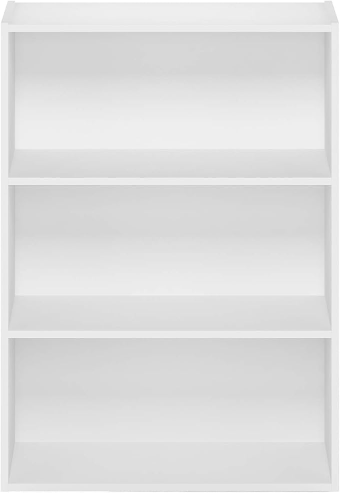 Furinno Pasir 3-Tier Open Shelf Bookcase, Plain White