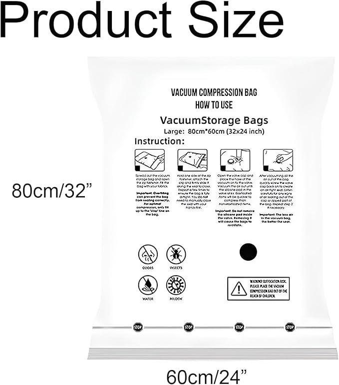8 Large Vacuum Storage Seal Bags, Space Saver Bags with Travel Hand Pump, Compression Airtight Sealer Bags for Clothes, Bedding, Pillows, Comforters, Blankets-NeatNest