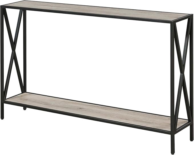 Convenience Concepts Tucson Console Table 47.25" - Modern Sofa Table with Storage Shelf, Entryway Hall Table for Living Room, Sandstone/Black-NeatNest