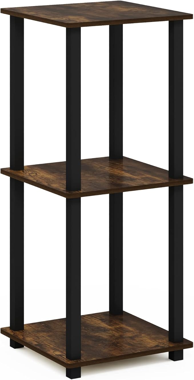 Furinno Simplistic Set of 2 End Table, 2-Pack, Amber Pine/Black-NeatNest