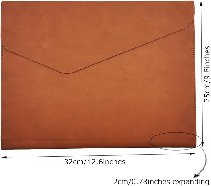 Enyuwlcm PU Leather A4 File Folder Document Holder Waterproof Portfolio Envelope Folder Case with Invisible Magnetic Closure Brown
