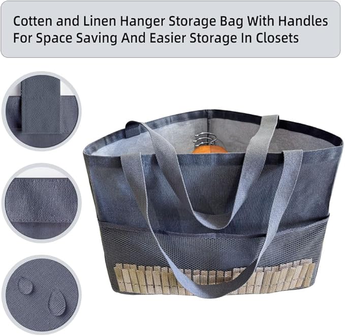 Clothes Hanger Organizer Holder for Space Saving, Fresheracc Hanger Triangle Storage Bag with Handles for Closet Tidier Laundry Rooms Wardrobe Drying Rack, Waterproof Container (Mesh Grey)-NeatNest