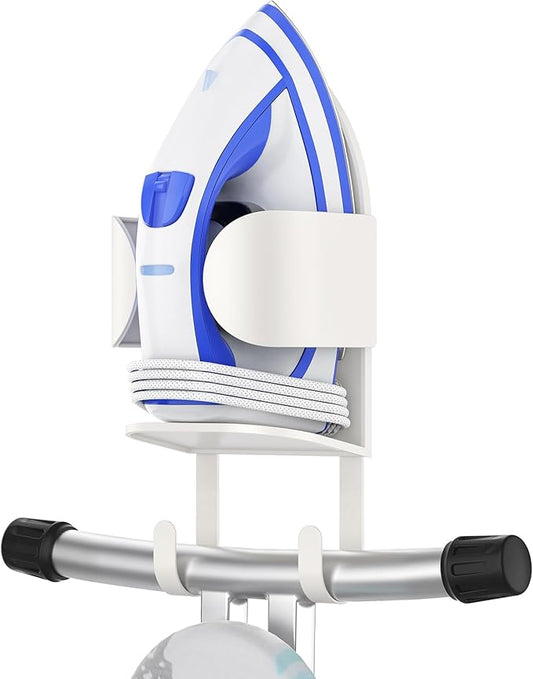 ORLESS Metal Large Ironing Board Holder Wall Mount, Ironing Board Hanger, Iron Board Holder, Iron Board Hook Wall Mount, for Laundry Rooms (White)