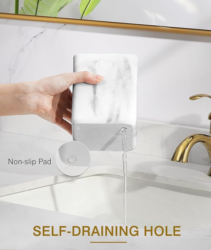 Luxspire Toothbrush Holders, 3 Slots Toothpaste & Toothbrush Holder for Bathroom, Resin Toothbrush Stand, Electric Toothbrush Holder with Drain Hole, Bathroom Organizer Countertop, Gravel White