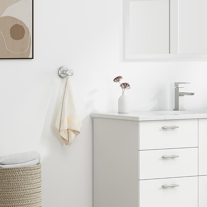 Angle Simple Bath Towel Hook Brushed Nickel, SUS304 Stainless Steel Bathroom Cabinet Closet Clothes Towel Holder, Bathrobe Hanger Wall Mounted