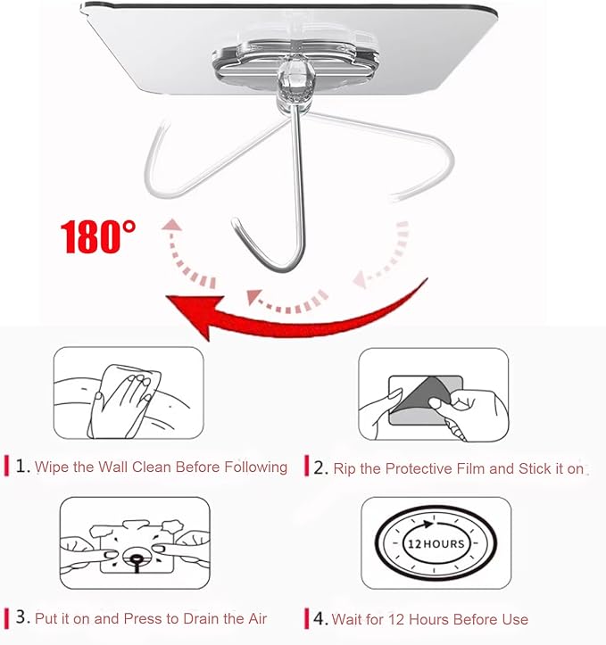 DDMY Hooks for Hanging, 50 Pack Wall Hooks 33lb(Max) Transparent Reusable Waterproof Adhesive Hook for Kitchen Curtain, Towel Hook for Bathrooms, Heavy Duty Self Coat Hook for Walls No Damage-NeatNest