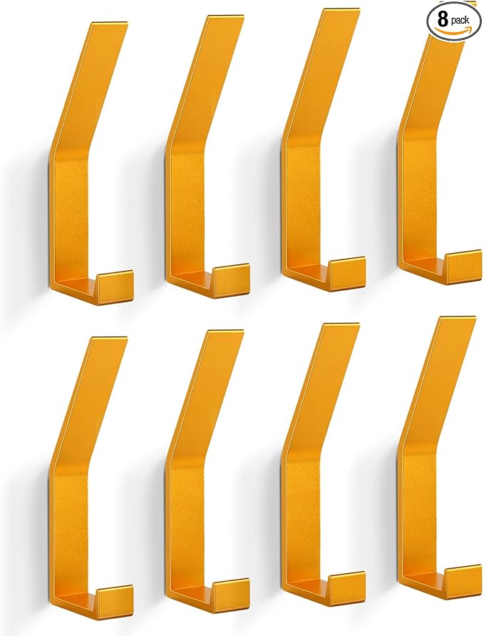 Coat Rack Hooks Wall Mounted, Gold 8Packs, KYOEON Bath Towel Rope Hooks for Kitchen, Door, Cabinet, Bathroom, Foyers, Hallways, and Bedrooms-NeatNest