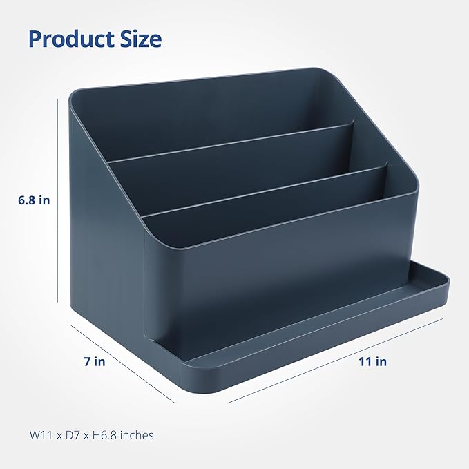 BLUE GINKGO Desk Organizer – Korean-Made Office Storage for Pens, Notes, Mail, and Supplies (Prussian Blue)-NeatNest
