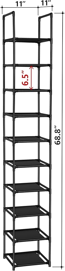 FIDUCIAL HOME 10 Tiers Shoe Rack Space Saving Vertical Single Pairs Sturdy Shoe Shelf Storage Organizer-NeatNest