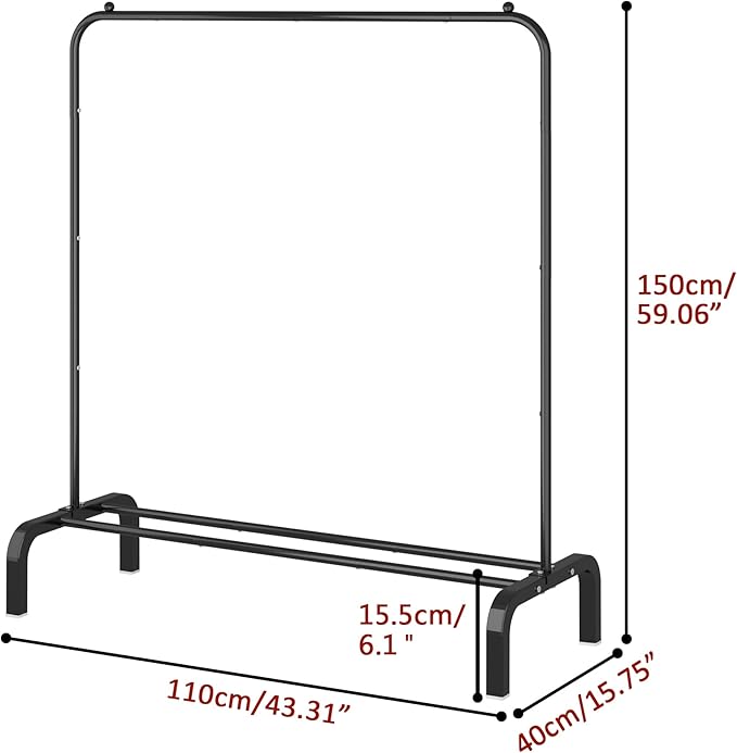 Clothes Rack Metal Clothing Rack with Bottom Shelf Garment Rack for Hanging Clothes Shirts Jeans and Coats Black-NeatNest
