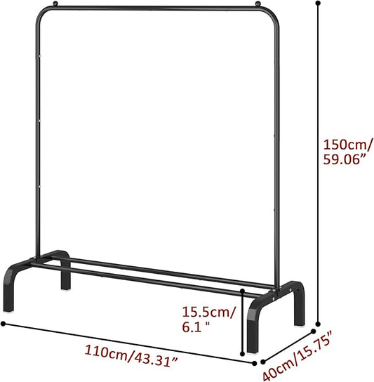 Clothes Rack Metal Clothing Rack with Bottom Shelf Garment Rack for Hanging Clothes Shirts Jeans and Coats Black-NeatNest