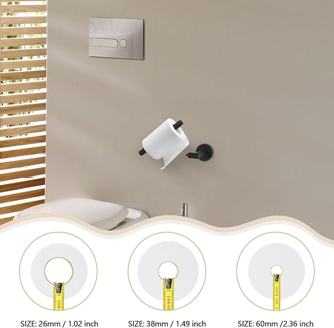 Newfun Matte Black Toilet Paper Holder, SUS 304 Stainless Steel Adjustable Double Post Pivoting Toilet Paper Roll Holder Wall Mount for Bathroom