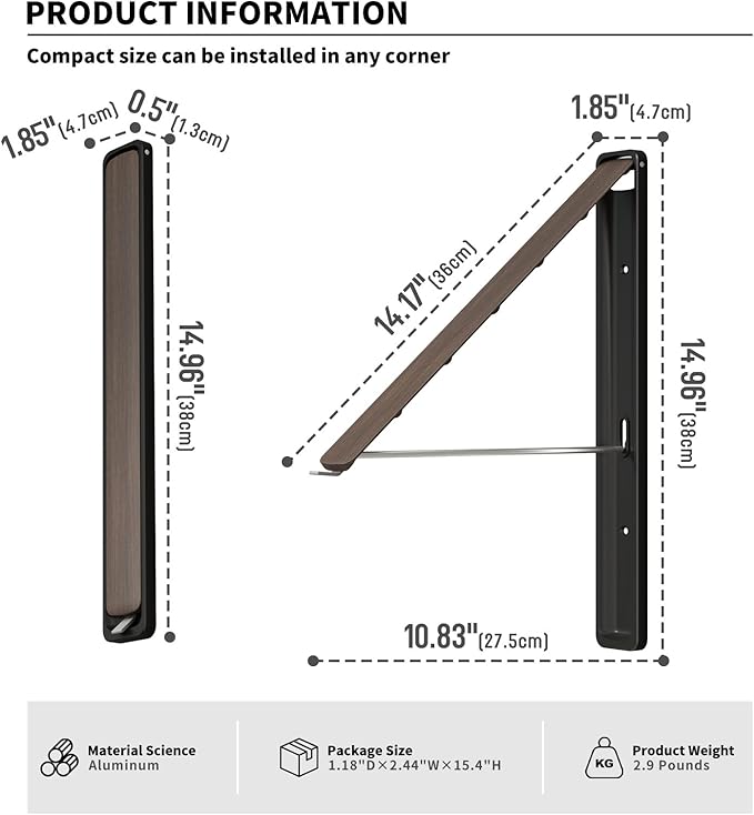 Clothes Drying Rack for Laundry Drying Rack Wall Mounted Clothes Hanger Rack Retractable Laundry Hanger Dryer Rack Space Saving Closet Organizer Aluminium (Walnut)-NeatNest