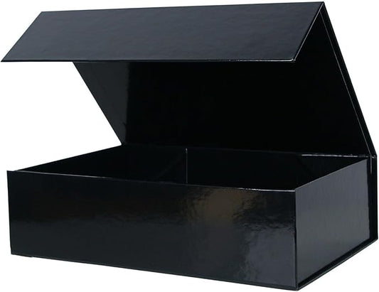 Aimyoo Medium Black Collapsible Gift Box with Magnetic Closure Lids 10.5x7x3 in, Bridesmaid Groomsman Proposal Boxes, Rectangle Present Box for Graduation Birthday Storage (1 Pack)-NeatNest