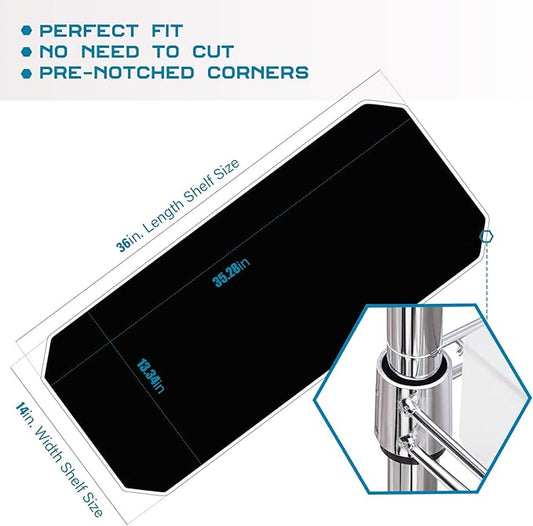 BRIAN & DANY Wire Shelf Liner 14" X 36", Set of 10, Heavy Duty Shelf Liners for Wire Shelving, Waterproof Wire Rack Shelf Cover, Black-NeatNest