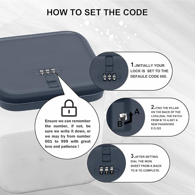 Clear Lock Box for Medicine Safe,Food, Snacks, Phone - Secure Lockable Storage Container Tank with Combination for Kitchen, Office, School, Hospital (5.6×5.6×6.3 Inch)-NeatNest