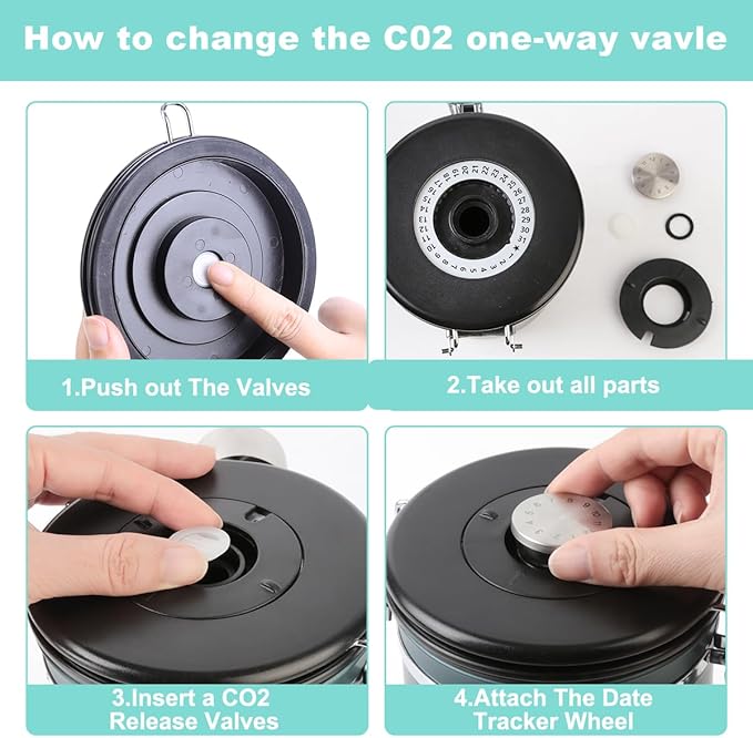 Coffee Canister Airtight Storage Container Stainless Steel Air Tight Coffee Jar with Scoop, Date Tracker CO2 Release Valve for Dry Food, Beans, Ground, Tea, Flour, Cereal and Sugar (Green)-NeatNest