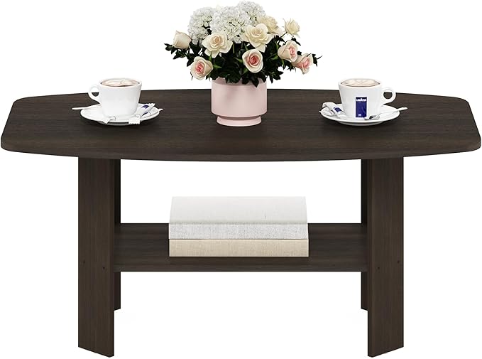Furinno Simple Design Coffee Table, Dark Brown-NeatNest