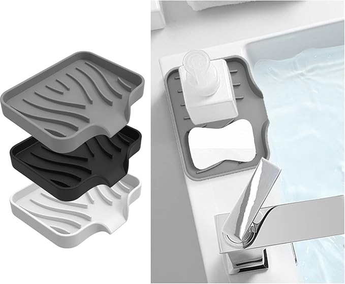 3 Pack Bar Soap Holder, Soap Dish for Shower, Easy to Clean, Soft Silicone Soap Holder, Self Draining Waterfall Soap Holder/Tray/Saver for Bathroom, Kitchen, Bathtub, Keep Soap Dry, Extend Soap Life-NeatNest