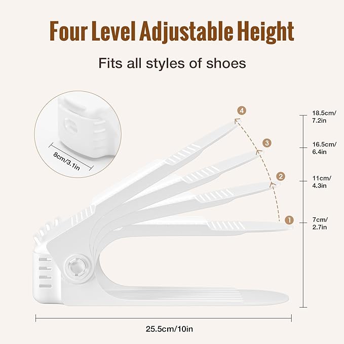 Neprock Shoes Slots Organizer for Closet, Shoe Rack Organizador De Zapatos for Closet Organization, Shoe Slots Organizer Shoe Storage Shoe Holder Space Saver for Entryway(12 Pack)(White)-NeatNest