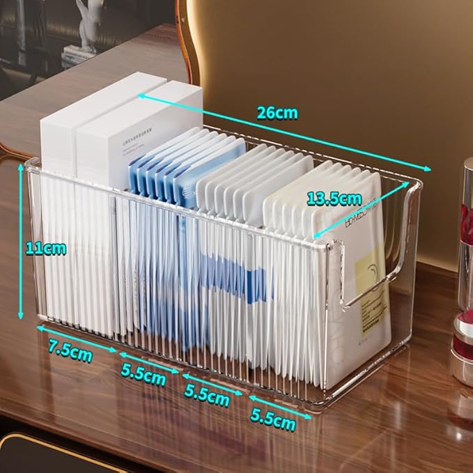 Extra Thick Acrylic Makeup Organizer with Removable Dividers - Waterproof Bathroom Storage for Sheet Masks/Essences/Cosmetics, Clear Visible Design, Space-Saving Vanity Organizer-NeatNest