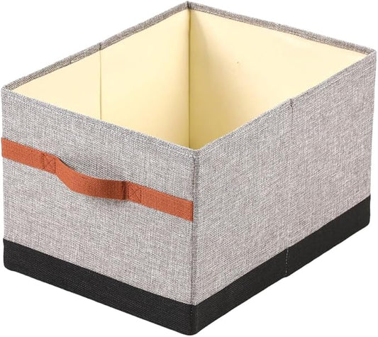 ALYER Collapsible Fabric Storage Organizer with Handles,Shelf Bins Box Container for Bedroom Office Closet Babies Nursery Toys Books Clothes (Gray&Black, 15.8" x 12" x 10")