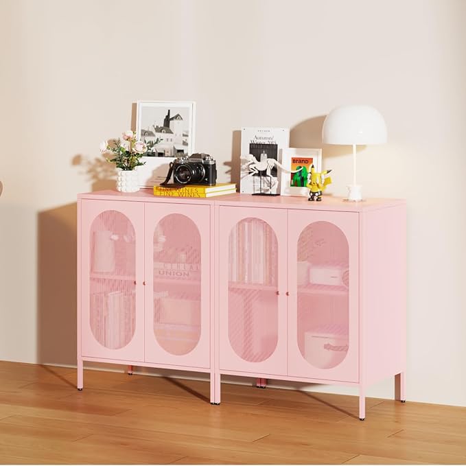 2 Door Accent Cabinet,Metal Storage Cabinet with Adjustable Shelf,Buffet Sideboard for Bed Room,Living Room,Entryway,Hallway,Home,Hotel,Office,Garage,Kitchen,1 Removable Shelf.