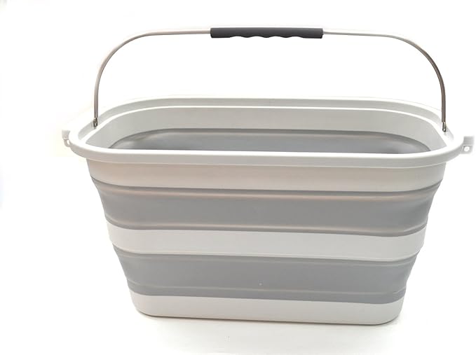 SAMMART 23.8L (6.2Gallon) Collapsible Rectangular Handy Basket/Bucket (Grey)