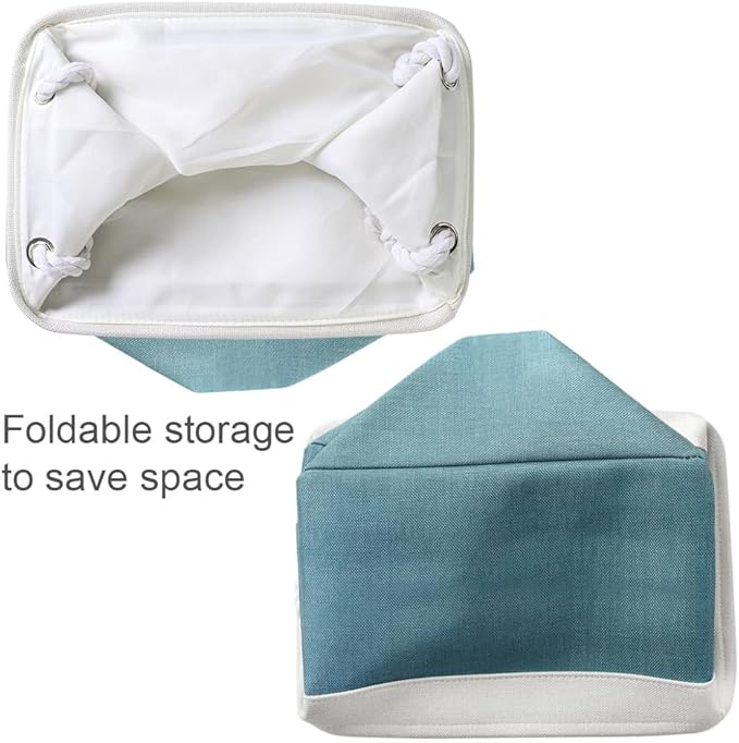 TheWarmHome Organization and Storage basket for Organizing - 3 Pack 16x12x12 inch Cube Storage Bin for Shelves, Fabric Storage Cubes for Organizer Cloth Closet Toy Box (White & Green)-NeatNest