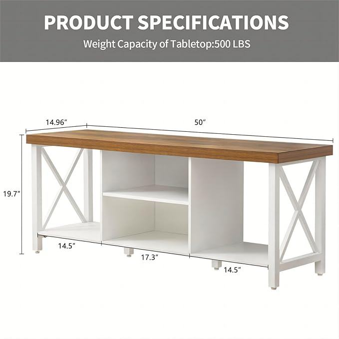 GAZHOME TV Stand for TV up to 55 Inches, TV Cabinet with Open Storage, TV Console Unit with Shelving for Living Room, Entertainment Room, White-NeatNest