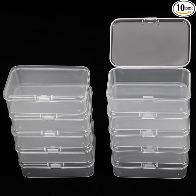 10PCS Small Clear Plastic Beads Storage Containers Box Transparent Boxes with Hinged Lid for Small Items, Jewellery, Crafts Accessories-NeatNest