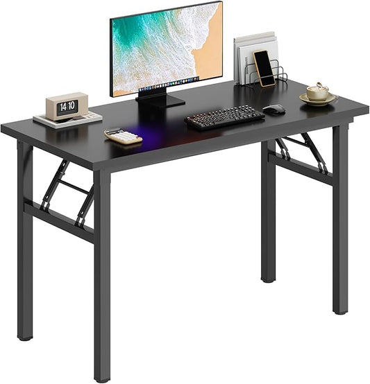 DlandHome Computer Desk Folding Table 39.4 inches Writing Desk for Small Space Study Table Laptop Desk No Assembly Required Black&Black-NeatNest
