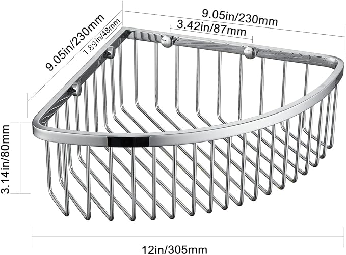 Corner Shower Caddy Organizer, SUS304 Stainless Steel Heavy Duty Rust-Proof Shelf Organizer, Wall Mounted Storage Rack for Bathroom, Brushed Chrome