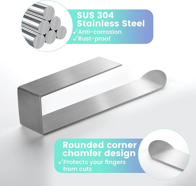 Hand Towel Holder, Self Adhesive Towel Ring, SUS 304 Stainless Steel Brushed Towel Racks, Towel Bar for Bathroom Wall, Kitchen