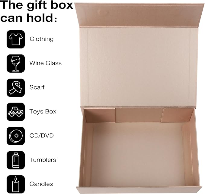 Aimyoo Gold Magnetic Gift Boxes with Lids 13.8x9x4.3 in, Large Bridesmaid Groomsman Proposal Box, Rectangle Collapsible Box for Present Graduation Birthday Storage 5 Pack-NeatNest