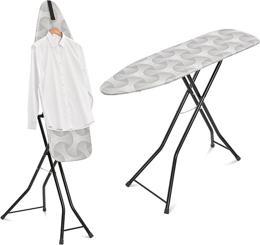 APEXCHASER Ironing Board, Full Size Steam Iron Board,Large Heavy-Duty Sturdy Metal, Dual-use for Both Flat and Steam Iron Foldable Ironing Board with Heat Resistant Cover, 14x48, Grey